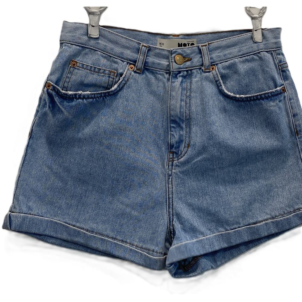 TOPSHOP High Waist Cuffed Denim Shorts‎ Size 30